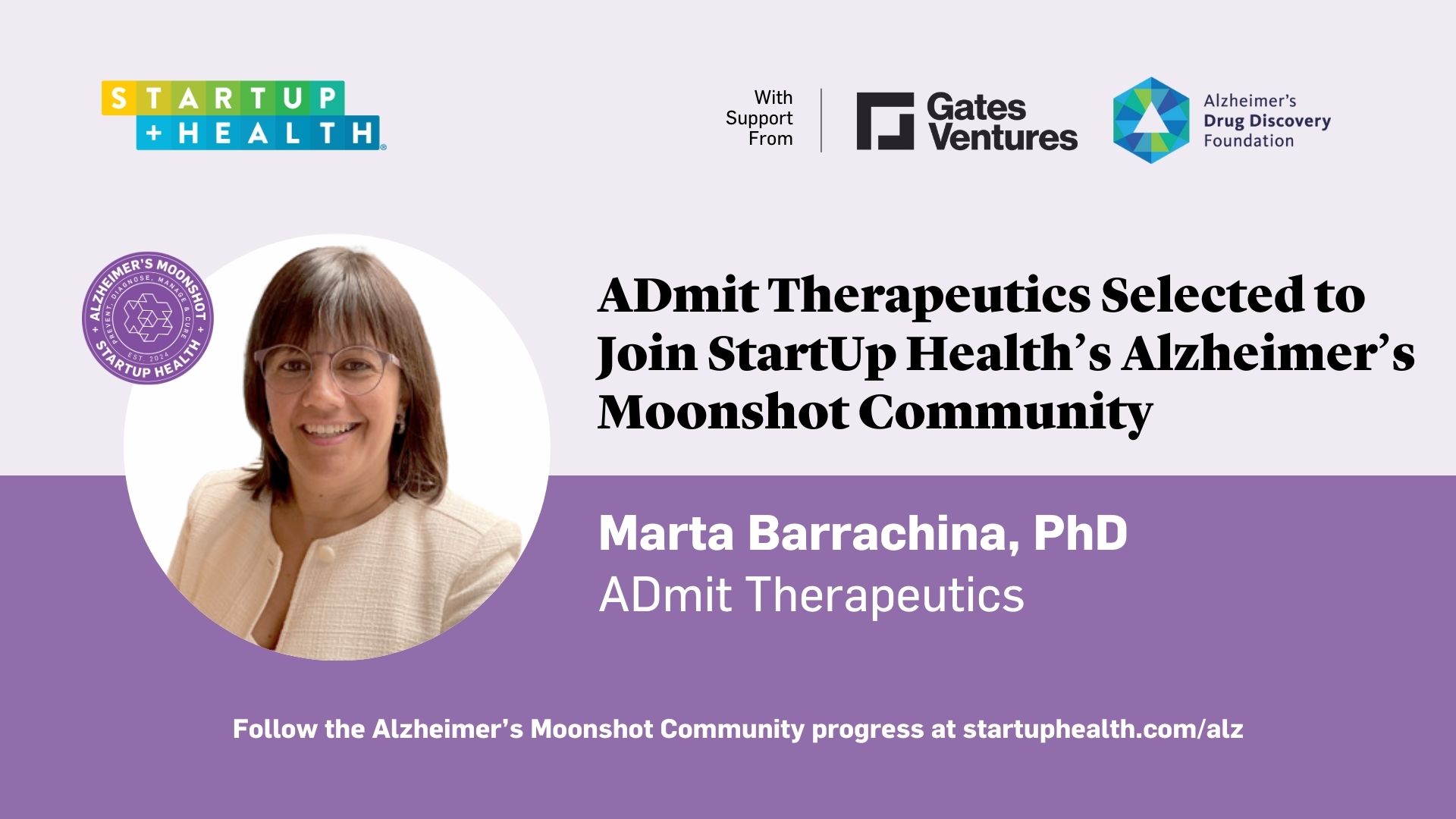 ADmit Therapeutics ha sido seleccionada para formar parte de la Comunidad Alzheimer's Moonshot de StartUp Health